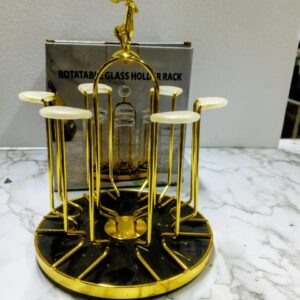 Gold Rotating Glass Holder Rack with Deer Design.