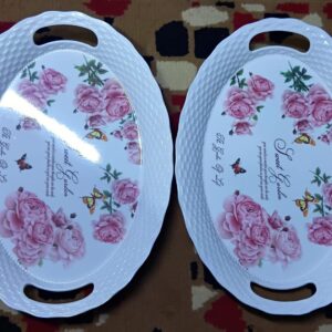 2 pcs Oval Melamine Trays.