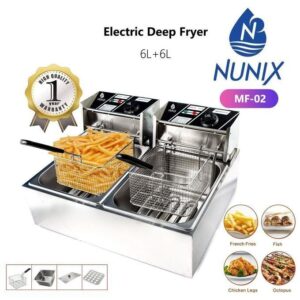 Nunix Double Tank 6+6L CHIPS/CHICKEN Stainless Steel Double Deep Fryer.