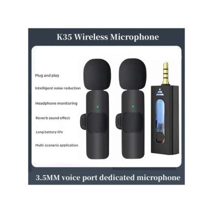 K35 3.5MM Dual Wireless Microphone For Phone/ iPhone Wireless For Recording