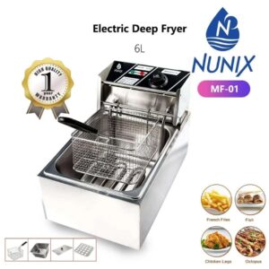 Nunix 6L Commercial Single Stainless Steel Deep Fryer.
