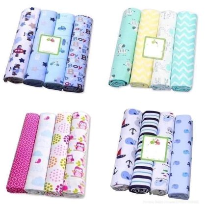 4 Pc Cotton Flannel Receiving Blankets