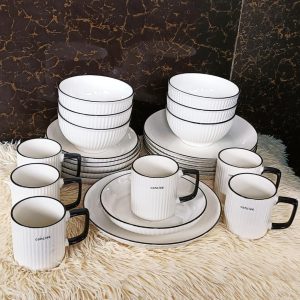 24pcs Japanese Dinner Sets (6 Dinner plates, 6 side plates, 6 bowls,6 cups)