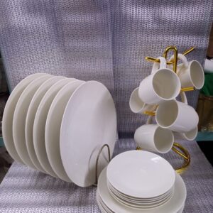 24pc Ceramic White Round Dinner Set