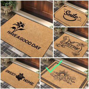 Rubber bottom door entrance mat.