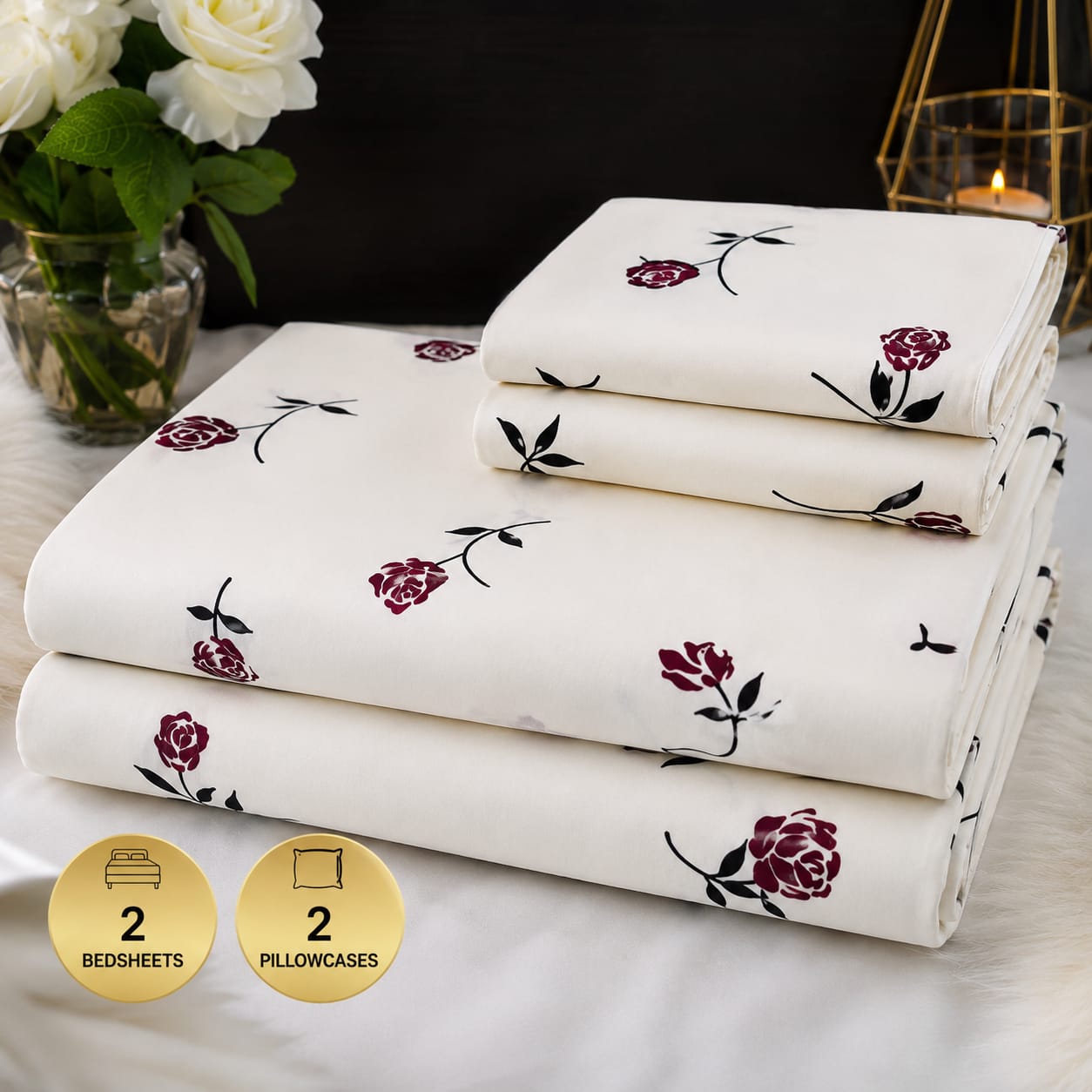 6*6 Cotton Bedsheets - 2pcs Bedsheets and 2pcs Pillow Cases. - Image 9