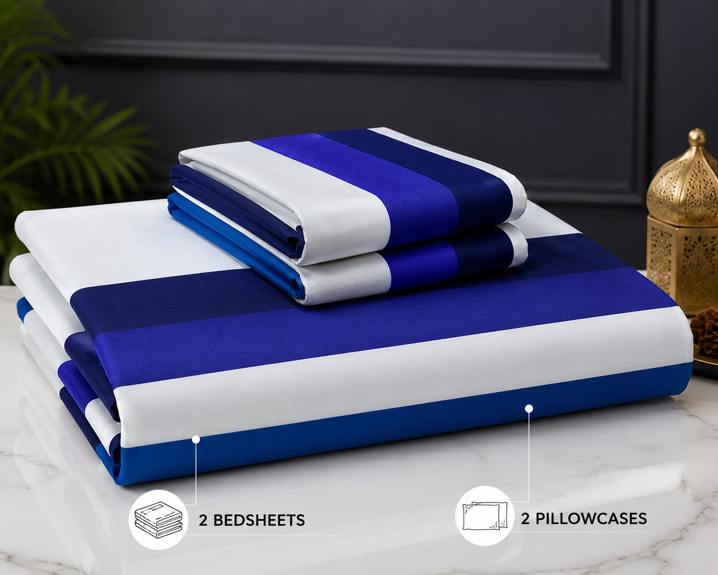 6*6 Cotton Bedsheets - 2pcs Bedsheets and 2pcs Pillow Cases.