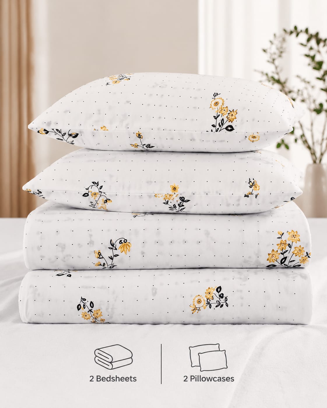 6*6 Cotton Bedsheets - 2pcs Bedsheets and 2pcs Pillow Cases. - Image 6