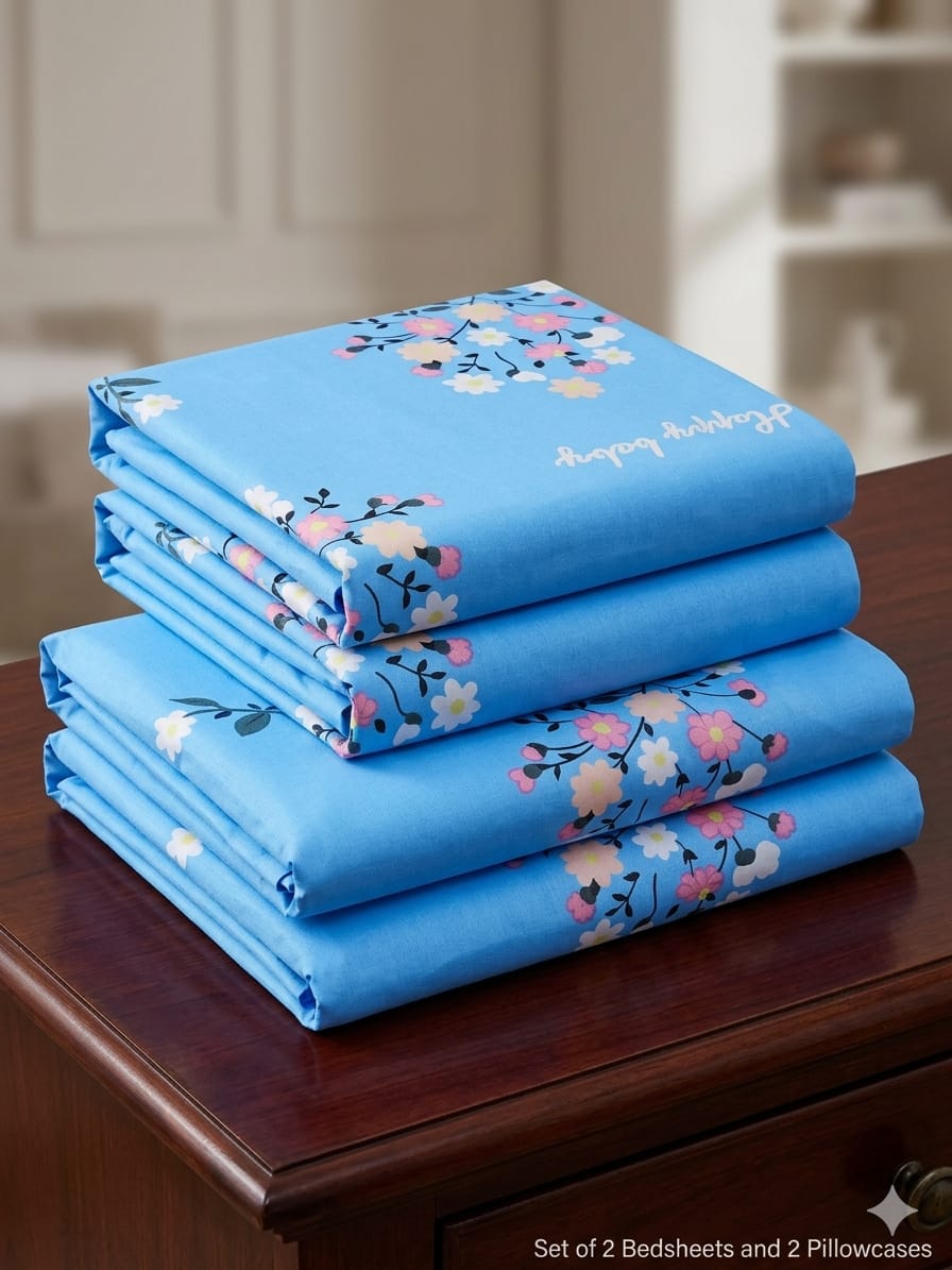6*6 Cotton Bedsheets - 2pcs Bedsheets and 2pcs Pillow Cases. - Image 5