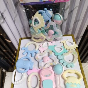 12 pieces baby rattle with teethers