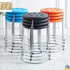 Stackable portable stools Strong metallic stands, Coated hard plastic topside.45 by 32 by 38c