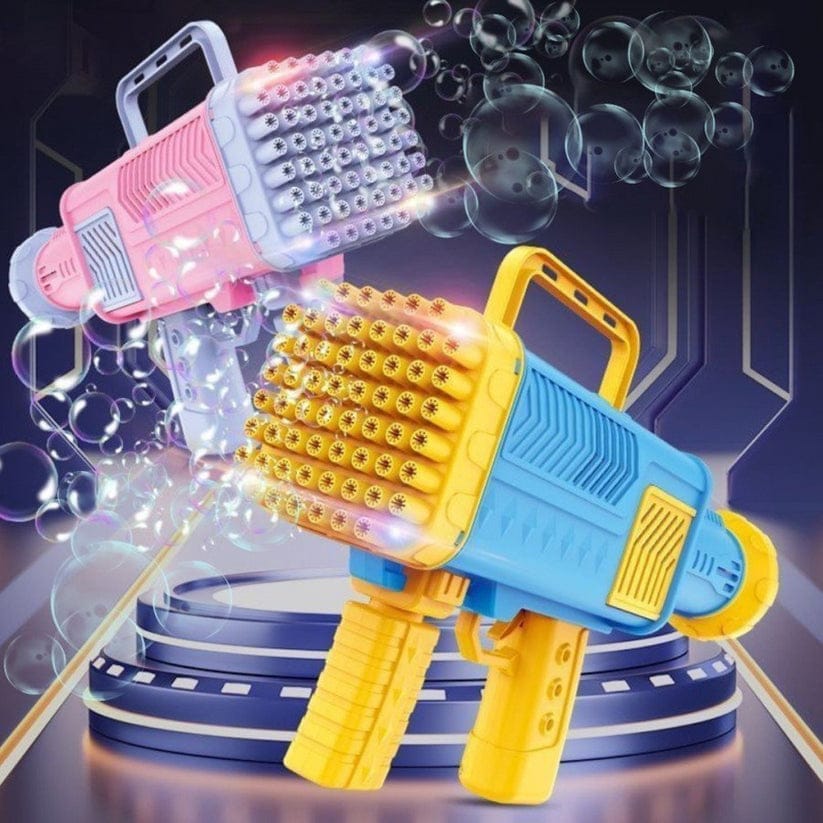 Rechargeable Bubble Gun – 60 Holes With Lights.
