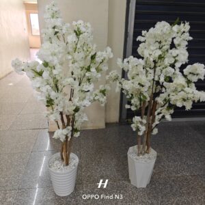 white tree size 1.6m complete with vase and pebbles