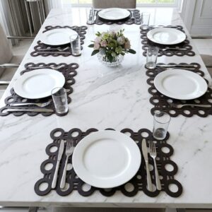 Elevate your wooden dining table instantly Our modern geometric placemats add warmth, style, and protection to your table.6pcs