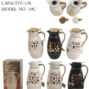 REDBERRY  PREMIUM RANGE OF VACCUM FLASK WITH PINK GLASS REFILL & ELECTRO PLATED GOLD FINISH  KROSHID 19 C  [ 1.9 Ltr ]