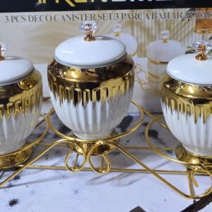 3 pcs deco canister  Ceramic  Sugar coffee and tea set 1litre each