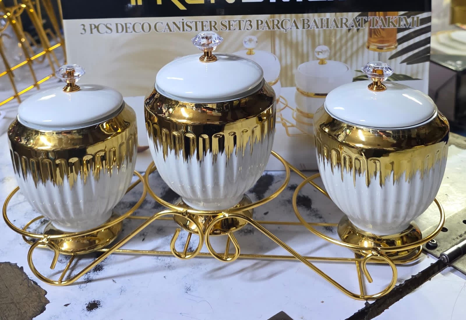 3 pcs deco canister Ceramic Sugar coffee and tea set 1litre each