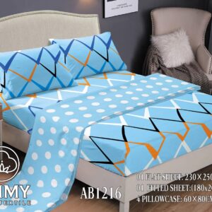 Fitted Bedsheet  ◼️1 Fitted {180×200×25}cm ◼️Flat{230×250}cm ◼️4 pillow cases {60×80}cm