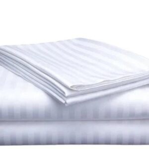 Stripped White Bedsheets 4pc (2pc Bedsheets And 2pc Pillow Cases) 6*7