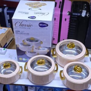 4PCS CLASSIC INSULATED HOTPOT Capacity: 1500ml,2500ml,3000ml,3500ml  Glass lid