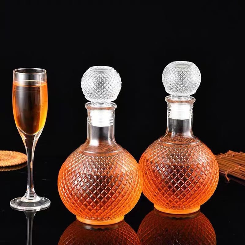 Home Bar Round Ball Shape Crystal Whiskey Wine Beer Drinking Glass Bottle Decanter - Image 4