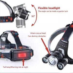 3 lamps Headlight  rechargeable LED headlamp/flashlight