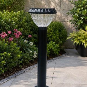black solar-powered garden lamp light LED bollard light