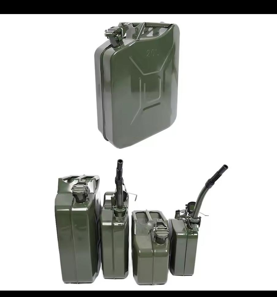 Heavy duty metallic fuel backup jerican, comes with pouring spout