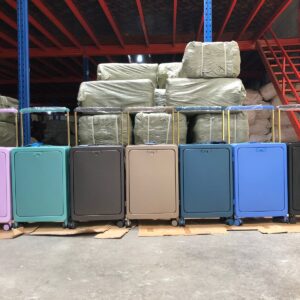 2 pieces Modern hard-shell travel suitcase with a sleek matte finish and smooth 360° spinner wheels