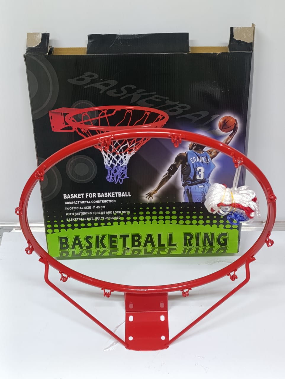 Basket-ball ring+net.