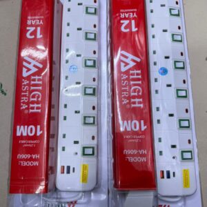 High Astra HA-606U surge stabilizer power extension cables with a 10-meter length and 6-gang outlets