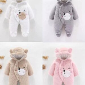 Baby Bear Hooded Fleece Romper.