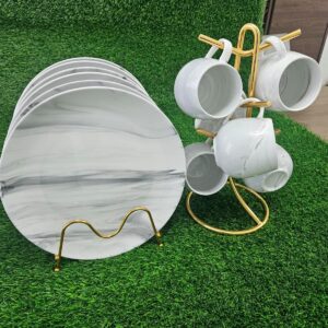 12-Piece Elegant Marble Dinner Set.